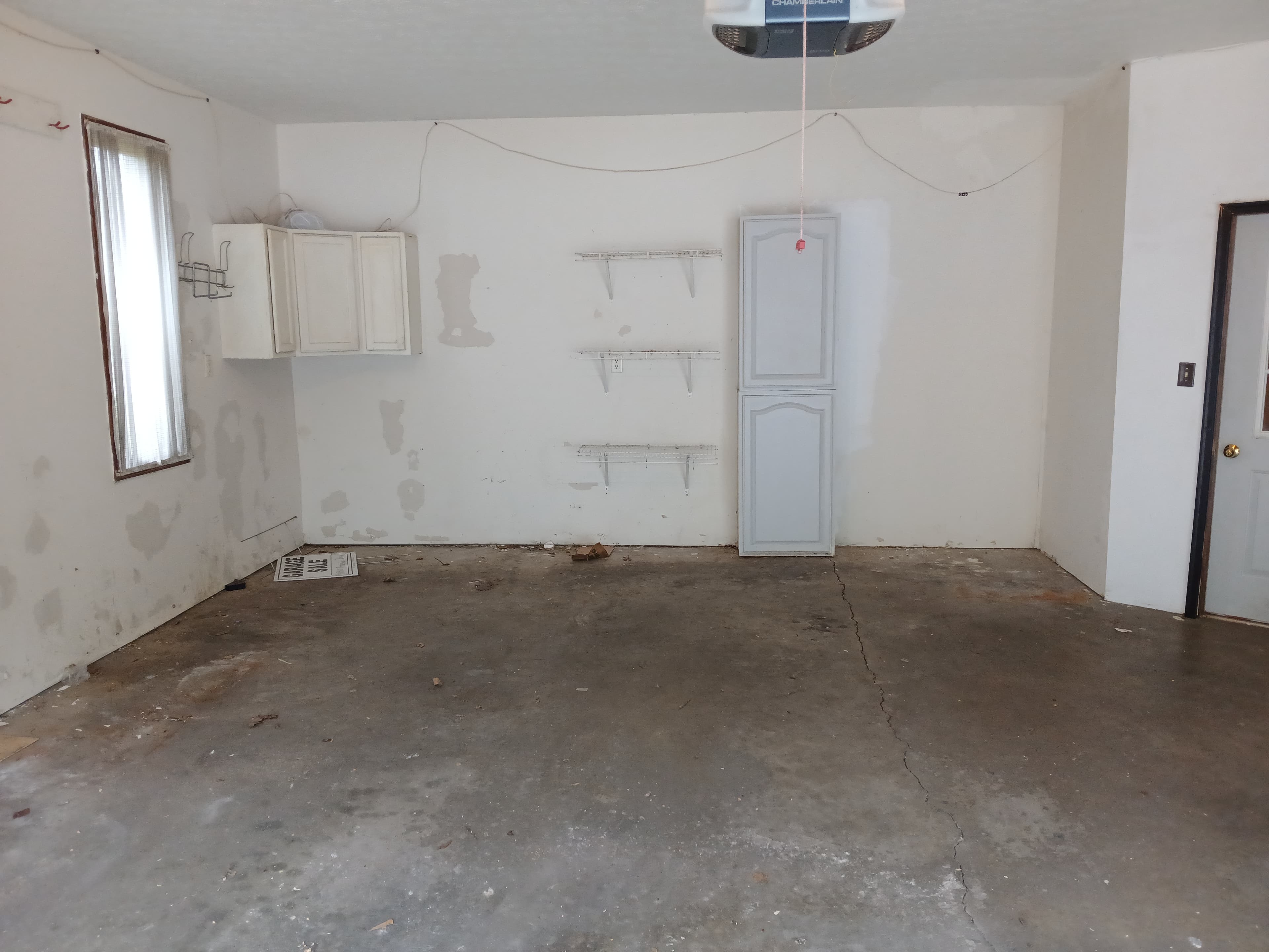 Basement before cleanup showing accumulated items