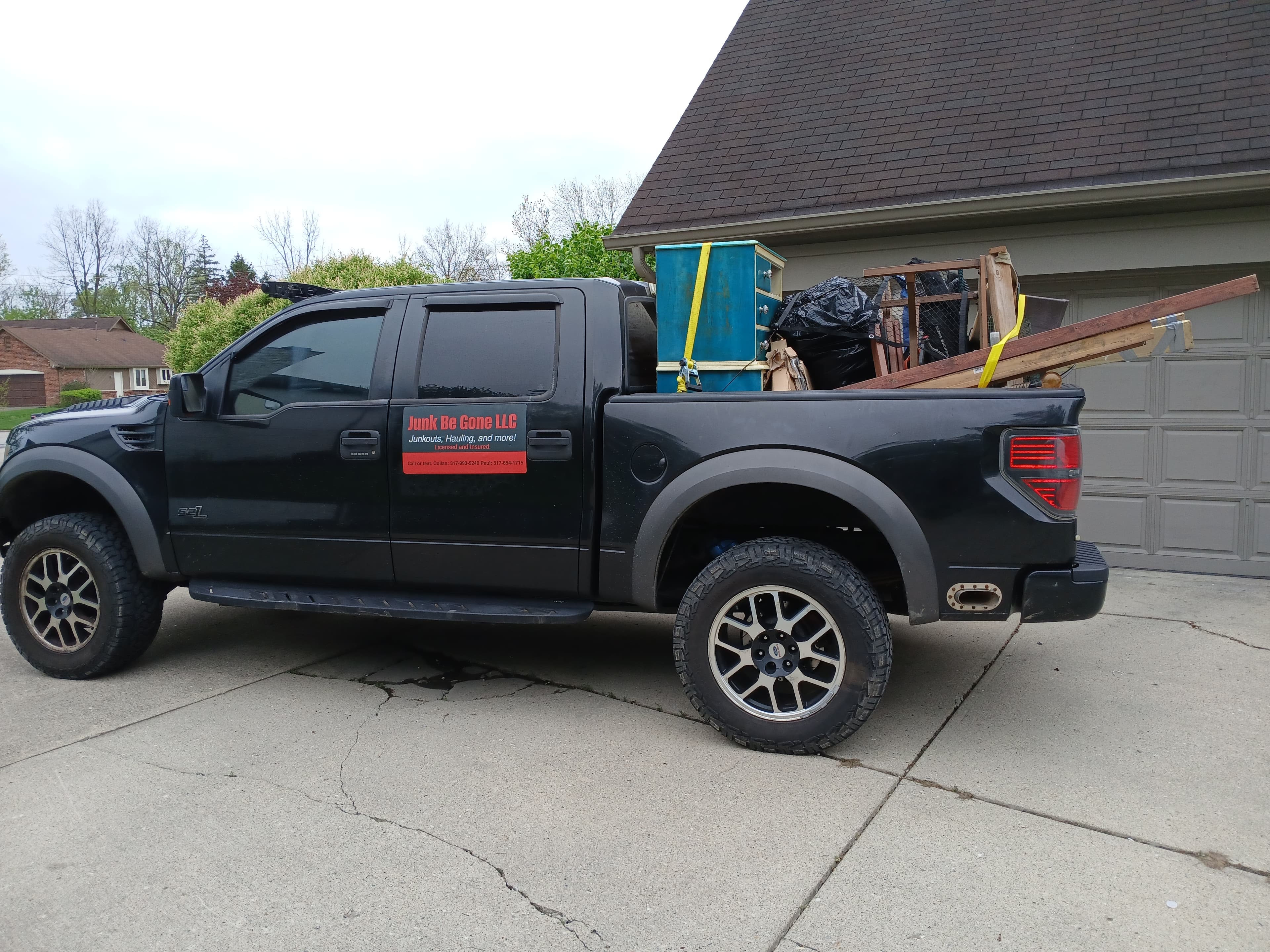 Truck loaded with removed items